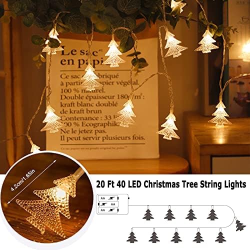 קישוטים לחג המולד, אורות מיתרי עץ חג המולד סוללה המופעלת 20 רגל 40 LED אורות פיות חג המולד אטומים למים לחדר