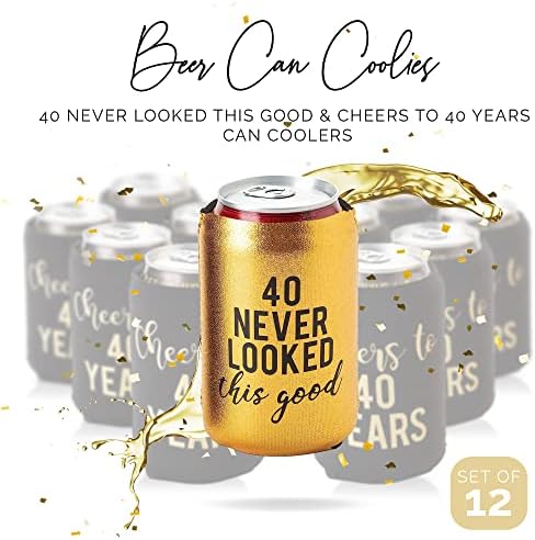 לחיים ל -40 שנה ו 1 זהב מתכתי 40 מעולם לא נראה כל כך טוב מסיבת יום הולדת יכולה למקרר, סט של