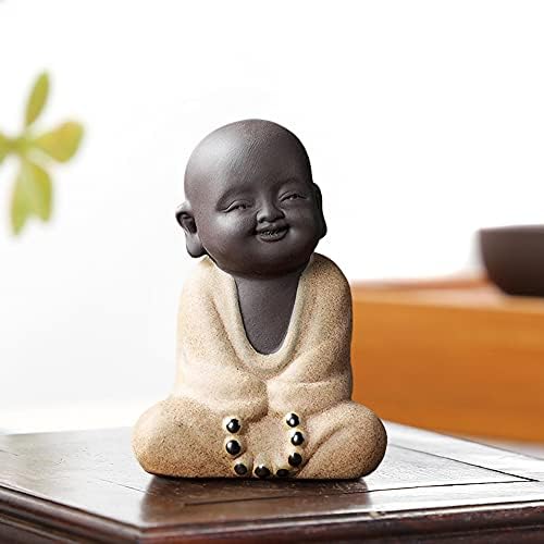 Kingzhuo קרמיקה קטנה חמודה בייבי בודהה פסל נזיר פסלון צחוק בודהה פסל פסלי בודהה בייבי קישוט בית עיצוב מכונית