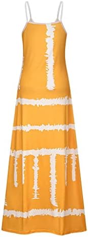 נשים מקרית שמלות קיץ ספגטי רצועת עניבה לצבוע צבע בלוק מקסי שמלה בתוספת גודל רופף זורם חוף ארוך שמלה