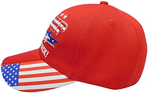 סחר רוחות טראמפ 2024 אחזור! דגל ארהב על ביל אדום 100 אחוז כובע בייסבול רקום אקרילי כובע בייסבול,