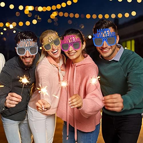 8 חבילה שנה טובה משקפי ראייה 2023 קישוטים למסיבות ערב ראש השנה אבזרי משקפיים חידושים משקפי שמש מצחיקים משקפי