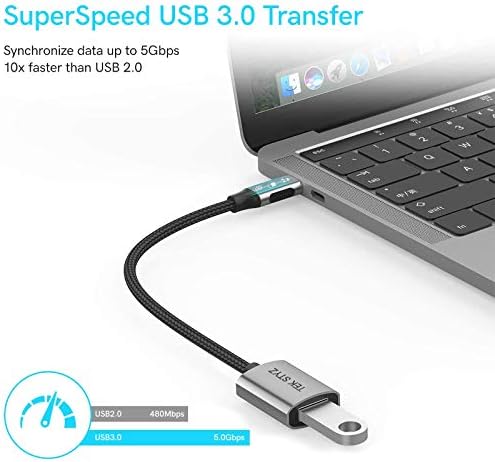 מתאם Tek Styz USB-C USB 3.0 עובד עבור Samsung SM-T500 OTG Type-C/PD זכר USB 3.0 ממיר נקבה.