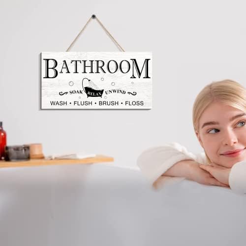 שלטי אמבטיה תפאורה לקיר בית חווה, שחור שחור לבן מצחיק שלט אמבטיה, 12 x 6 אמנות קיר אמבטיה, שלט כפרי שלט חדר אמבטיה
