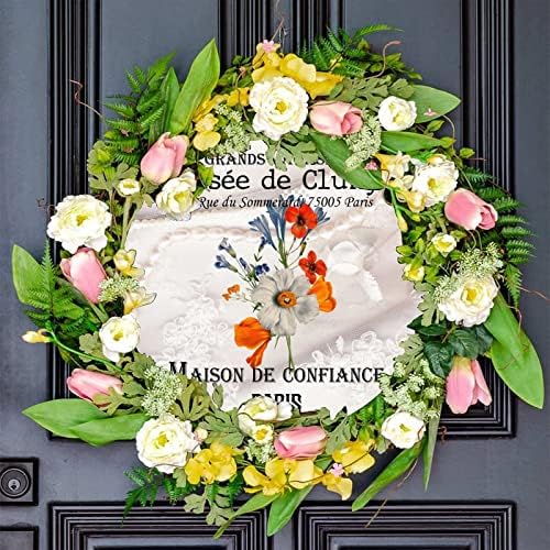 Maison de Confiance עגול שלט פח רטרו רטרו פריז פרחוני מוזי דה קלוני אדמונית ורדים זר שלט זריק זר 9 אינץ