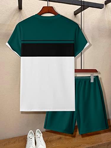 Gorglitter's Mean's 2 חלקים תלבושות גרפיות תלבושות בלוק צבע חולצת טריקו שרוול קצר ומכנסיים קצרים משוררים