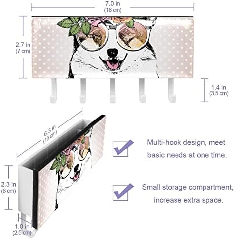 מארגן מדף כלבים קורגי וולשי עם 5 ווים מדף מדף מטבח קיר מדף אחסון רב -פונקציונלי