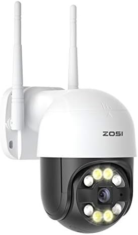 Zosi C289 WiFi Pan/TILT מצלמת אבטחה חיצונית, מעקב ביתי PTZ CAM מצלמת עם מעטפת אטומה למים, תמיכה באור נקודה