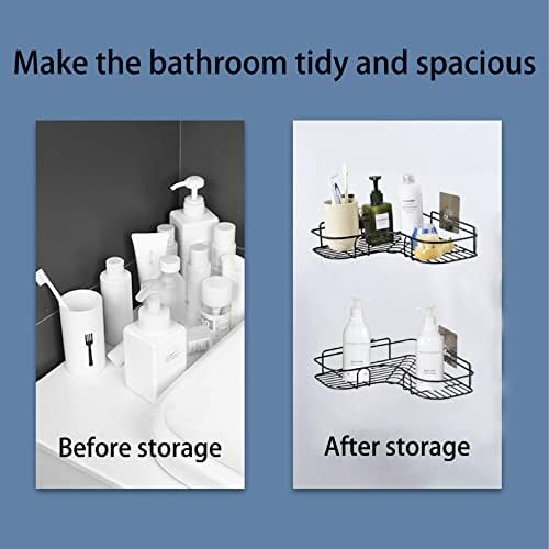 קופסת מקלחת פינתית של Srhmyww, מדף מקלחת רכוב חלודה קיר חלודים לחדרי אמבטיה, שירותים, מטבחים ומעונות, ללא