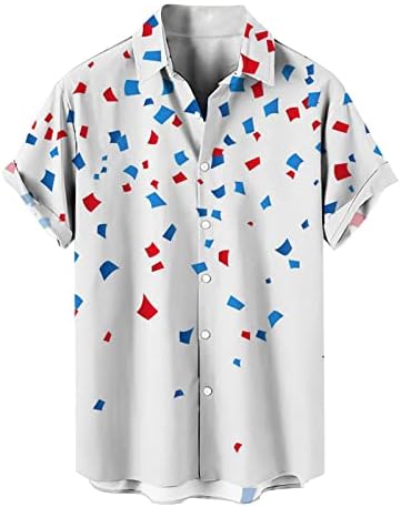 חולצות עבודה בקיץ לגברים דגל יום העצמאות דגל 3D מודפס קרדיגן חולצה שרוול קצר מזדמן x חתיכה