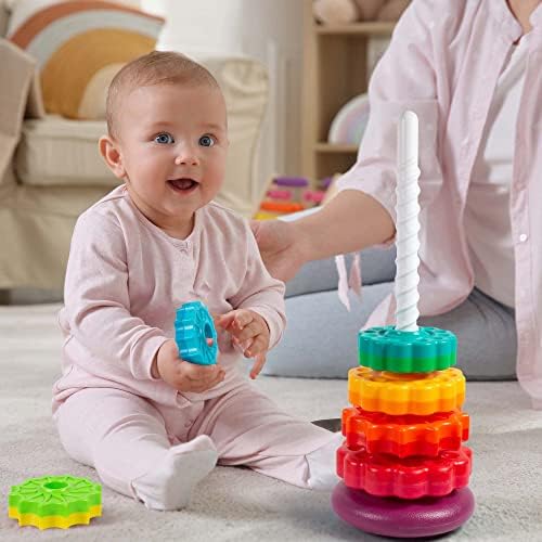 צעצוע מסתובב - Ollie & Olive ללמוד ולשחק קשת מסתובבת מגדל ערימה - ערמת צעצוע לפעוטות ותינוקות 12
