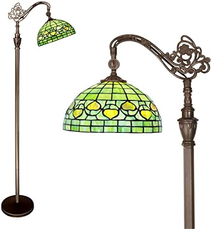ז'ארט טיפאני מנורת רצפה בסגנון ויטראז 'זווית זכוכית מתכווננת צווארון מקושת קשת עומד קריאה אור אור 65 אינץ' ברונזה