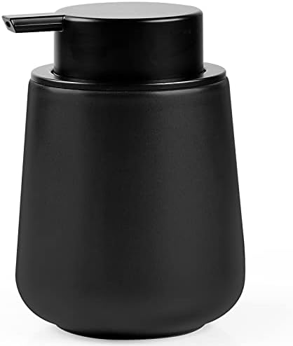 מתקן קרם קרם שחור של Bosilunlife-מתקן סבון קרמיקה 12 oz מתקן סבון ידיים נוזלי למילוי חדר אמבטיה למתקן