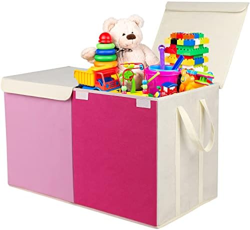 חזה קופסת צעצוע של ויקטוריץ ', פחי אחסון יציבים מתקפלים עם מכסים, קופסאות מארגני אחסון צעצועים גדולים במיוחד