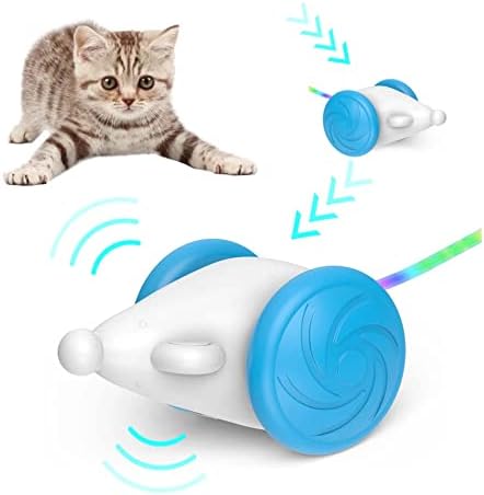 צעצוע חתול עכבר אוטומטי, צעצועים לחתולים אינטראקטיביים סיליקון אלקטראקטים עם נורות LED צבעוניות צעצועים לחתלתול