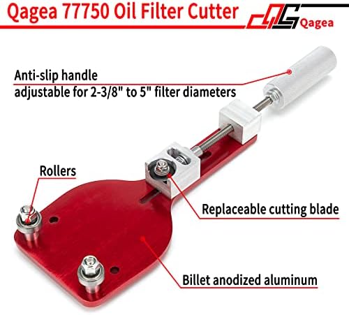 Qagea 77750 חותך מסנן שמן, כלי חיתוך מסנן שמן עבור טווח חיתוך פילטר 2 3/8 -5