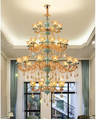 ZHYH נברשת גדולה בסגנון אירופאי מנורה סלון מנורה קרמיקה בסגנון צרפתי בן שלוש קומות מנורה קומה אמצעית