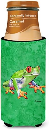 צפרדע עץ ירוק מבודדים משקאות אולטרה -משקאות לפחים דקים