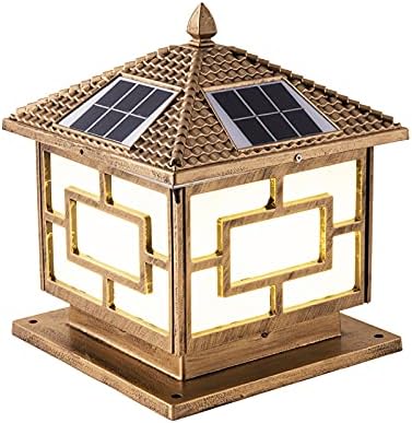 Craftthink LED סולארי פוסט קליל חיצוני, מתקן מנורת עיצוב עתיק בצורת בית עם צל אקרילי לחצר גן פוסט עמוד מוט