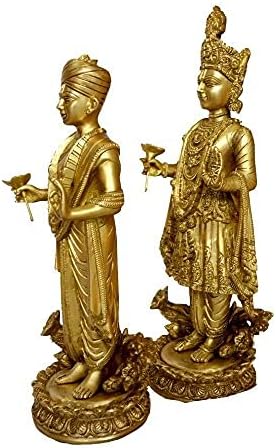 Bharat haat פליז טהור מתכת פסל יפהפה Bhagvan Swami Narayan ו- Shri Gunatinadan Swami. עבודת גילוף בגימור משובח