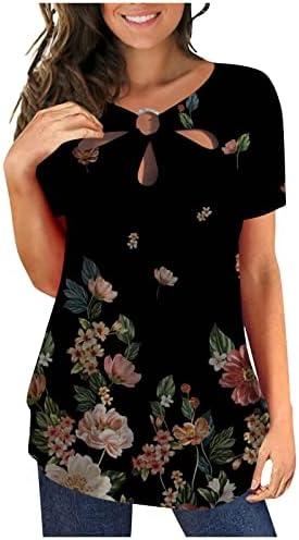 נשים חמוד חולצות מקרית חולצות מתגנדר טרנדי 2023 חולצות פרחוני הדפסת חולצות קצר שרוול טוניקת אופנה