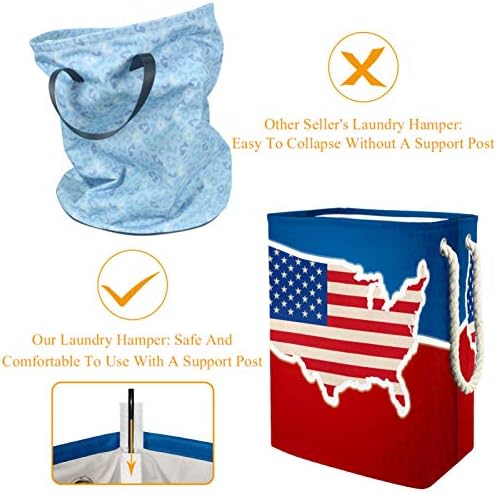 מאפולו כביסת ארהב אמריקאי מפת דגל מתקפל פשתן כביסה אחסון סל עם ידיות להסרה סוגריים גם מחזיק עמיד