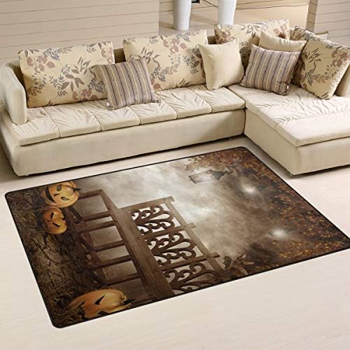 שטיח אזור ליל כל הקדושים שמח, שטיח ספסל דלעת גותית שטיח רצפת שטיח ללא החלקה למגורים בחדר מעונות דקור חדר שינה 60x39