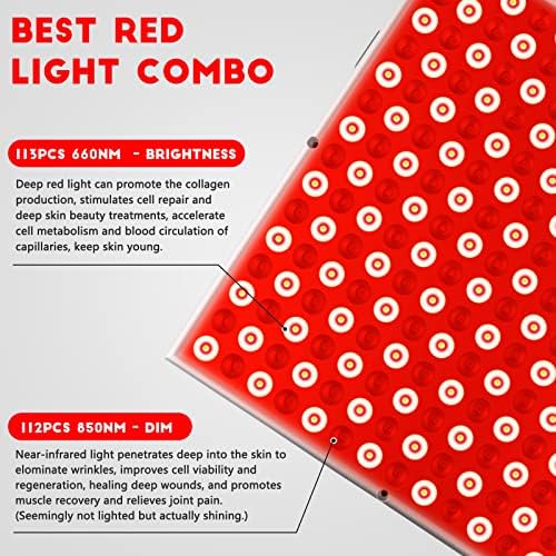 טיפול באור אדום, Piuiolu 45W 225 מכשיר טיפול באור אדום, עמוק 660 ננומטר ו 850 ננומטר ליד לוח טיפול אור