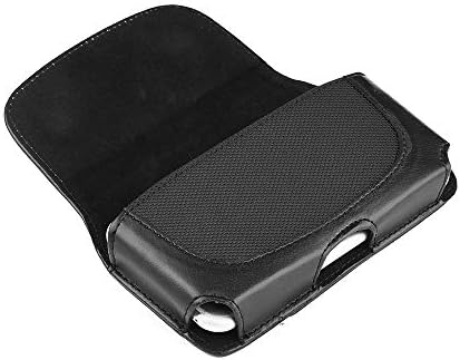 Luxmo עור שחור שחור אופקי נשיאה שקית עם קליפ חגורה ולולאות עבור BlackBerry Z30, LG G2, Nexus 5,