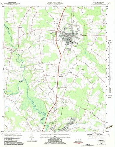 1982 איידן , צפון קרוליינה צפון קרוליינה מפה טופוגרפית היסטורית: 35 אינץ '44 אינץ'