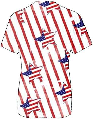 4 ביולי טי חולצות לנשים קיץ קצר שרוול צוואר חולצות אמריקאי דגל פסים לקשור לצבוע טי חולצות