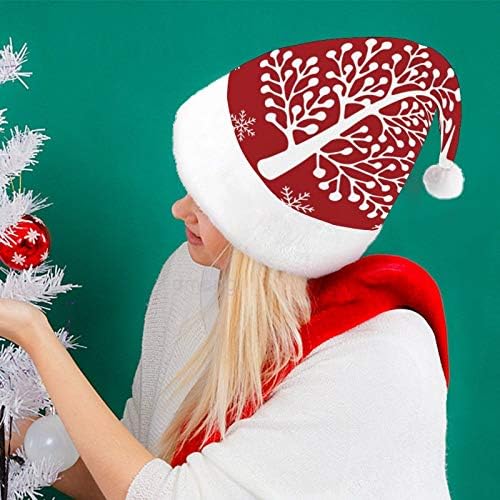 חג המולד סנטה כובע, אדום עצי חג המולד פתית שלג חג המולד חג כובע למבוגרים, יוניסקס נוחות חג המולד כובעי