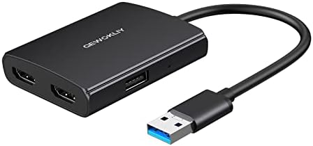 Gewokliy USB כפול מתאם HDMI, מתאם עם HDMI כפול 1080p@60Hz, יציאת שמע 3.5 ממ, USB 2.0, תואמת רק את Windows