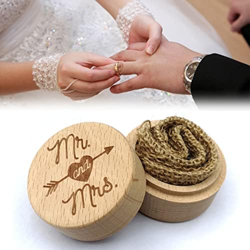 קופסאות טבעת טבעת אבאודם קופסאות טבעת טבעת ומחזיק חתונה מעץ אירוסין וינטג 'עגול כפרי גברת טבעות