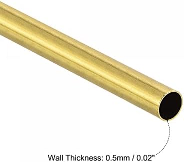 צינור עגול פליז UXCell 9.5 ממ OD 0.5 ממ עובי קיר צינורות צינור באורך 100 ממ 2 יח '