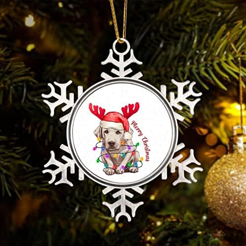 כלב עם קרניים עץ חג המולד קישוט 3 אינץ, החג שמח כלב מתכת קישוט, חיות מחמד עם קרניים חג המולד קישוט, חיות