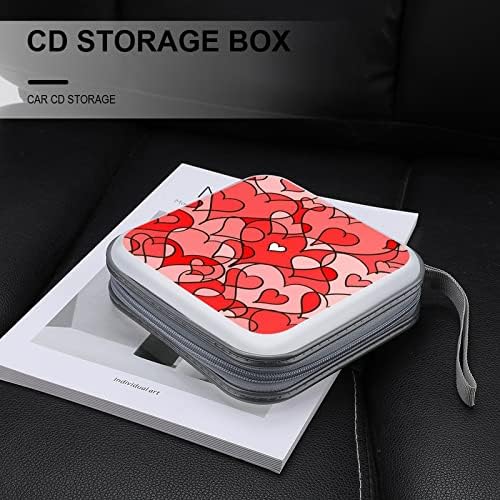מופשט אהבה רקע לב תקליטור CD פלסטיק DVD מחזיק ארנק נייד תיק מארגן אחסון לטיול ביתי לרכב