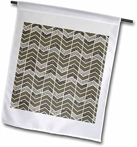 3drose תמונה ירוקה שיקית של דפוס פסי שברון מרופד נצנצים - דגלים