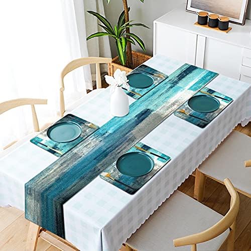 רץ שולחן טורקיז טורקיז של מקאלק רץ שולחן טורקיז ומצב של 6, טורקיז טורקיז פיקסמטים מודרניים, אפור כחול