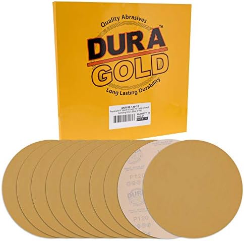 דורה -זהב פרימיום 9 דיסקי מלטש קיר גבס - 120 חצץ - דיסקי נייר זכוכית בעלי ביצועים גבוהים עם גיבוי וו ולולאה,