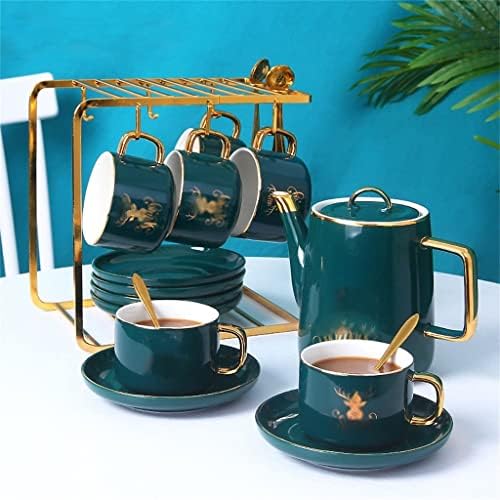ZLXDP בסגנון נורדי סגנון קפה מחזיק אחסון סט אחסון בסגנון אירופאי כוס תה פרחים קרמיקה ומתנות צלוחית