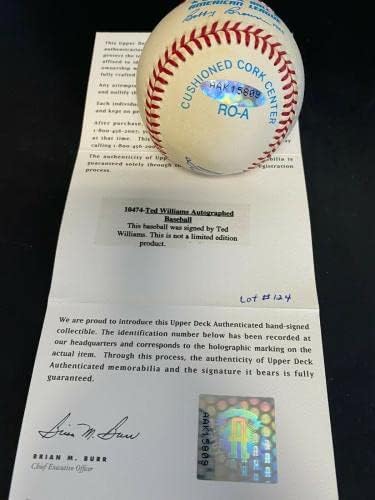טד וויליאמס חתם על חתימת בייסבול אוטומטית UDA AAK15809 - כדורי בייסבול חתימה