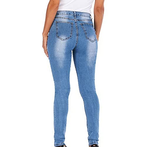 נשים של טור כפתורים כפול גבוהה מותן ג 'ינס למתוח התחת הרמת כפתור למטה ג' ינס מכנסיים רטרו סקיני ז