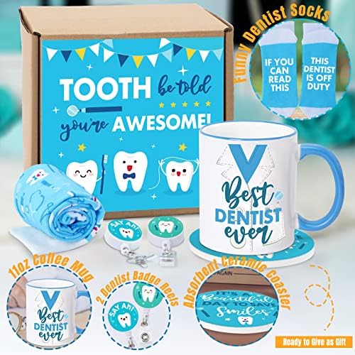 רופא שיניים אריזת מתנה לגברים מצחיק רופא שיניים גרבי קפה ספל קרמיקה רכבת רופא שיניים תג סליל רופא שיניים הערכה