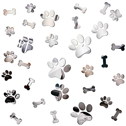 26 מחשבים עיצוב כלבים מדבקות מראה כלב עצמות כפות הדפסים מדפסים מראה אקרילית מדבקת קיר נשלפת