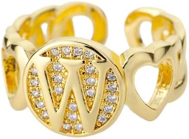 3 חנות לב ראשי תיבות מכתב טבעות לנשים זהב מתכוונן אצבע טבעת חתונה זוג טבעות תכשיטים-ו-81921