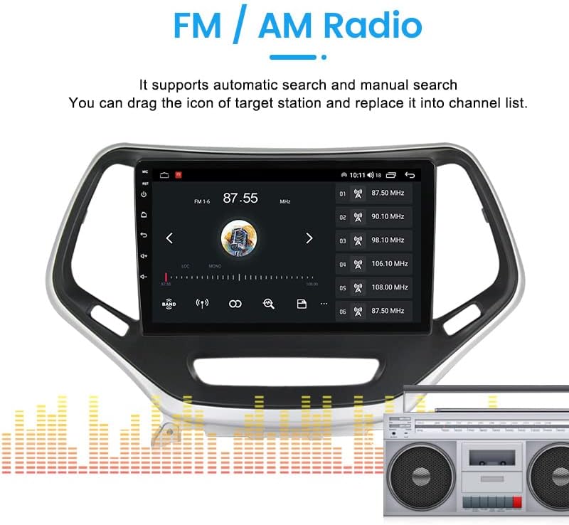 סטריאו רדיו לרכב לג'יפ גרנד צ'רוקי 2014-2018, ביורון אנדרואיד 11 10.1 8CORE CAR GPS NAVI Wireless