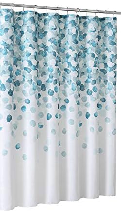 Serafina Home Mineral Blue Teal וילון מקלחת בד מודרני לחדר אמבטיה: דפוס התזת מים מפלס של טורקיז, אקווה