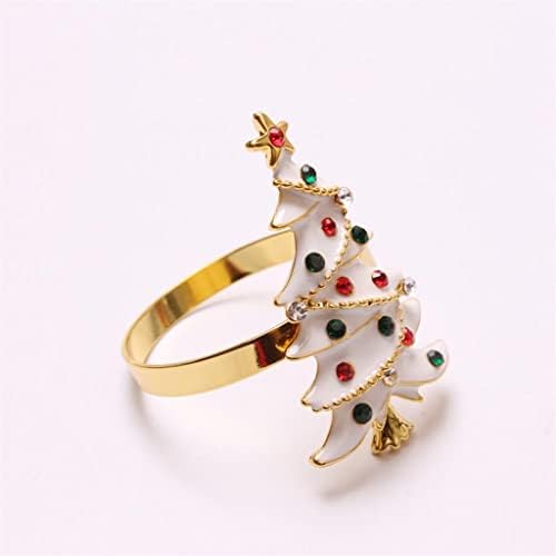 Renslat 6pcscute עץ חג המולד עמיד מפית טבעת מפית מתכת יפה מחזיק מפית לקישוט הבית (צבע: A, גודל