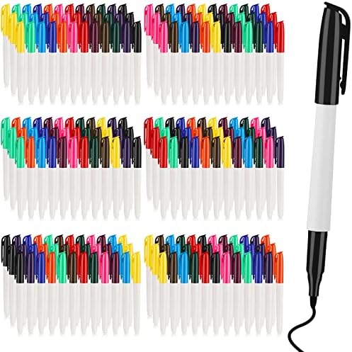 200 חבילה צבעוני קבוע סמני בתפזורת, צבעוני קבוע מרקר עט עם בסדר נקודת 12 צבע עמיד למים קבוע סמן מהיר ייבוש